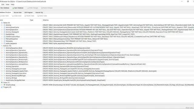 Screenshot of DB Browser for SQLite