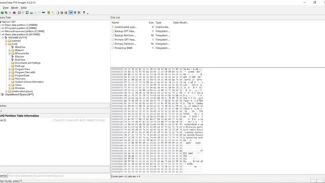Screenshot of FTK Imager